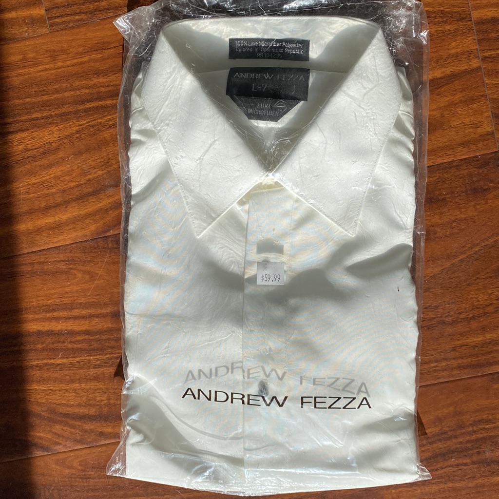 Brand New L7 Andrew Fezza Tuxedo Shirt Off White